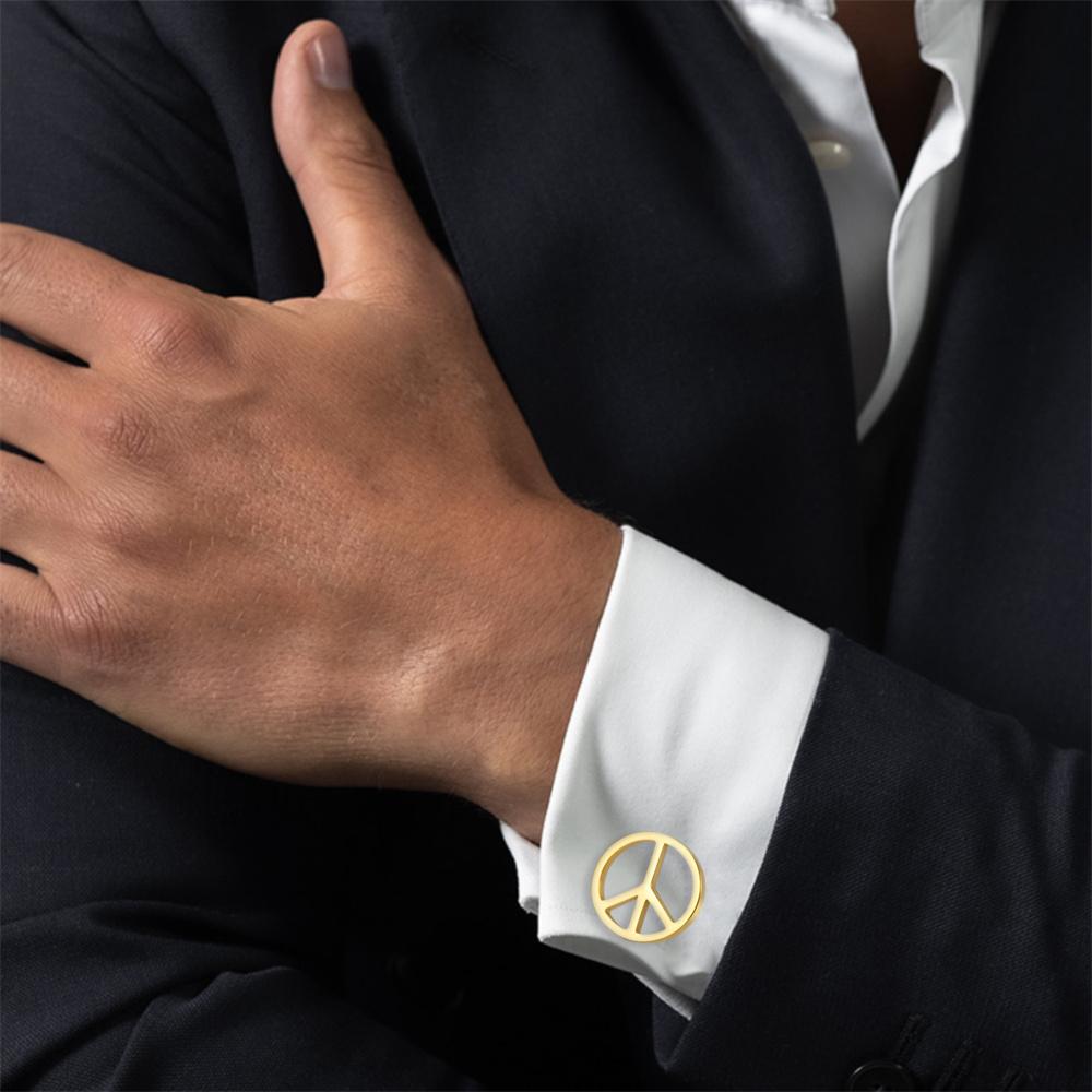 My Shape Peace Sign Cufflinks Stainless Steel Cufflinks Men Classic Cuff Buttons Wedding Business Shirt Suits Fashion Jewelry