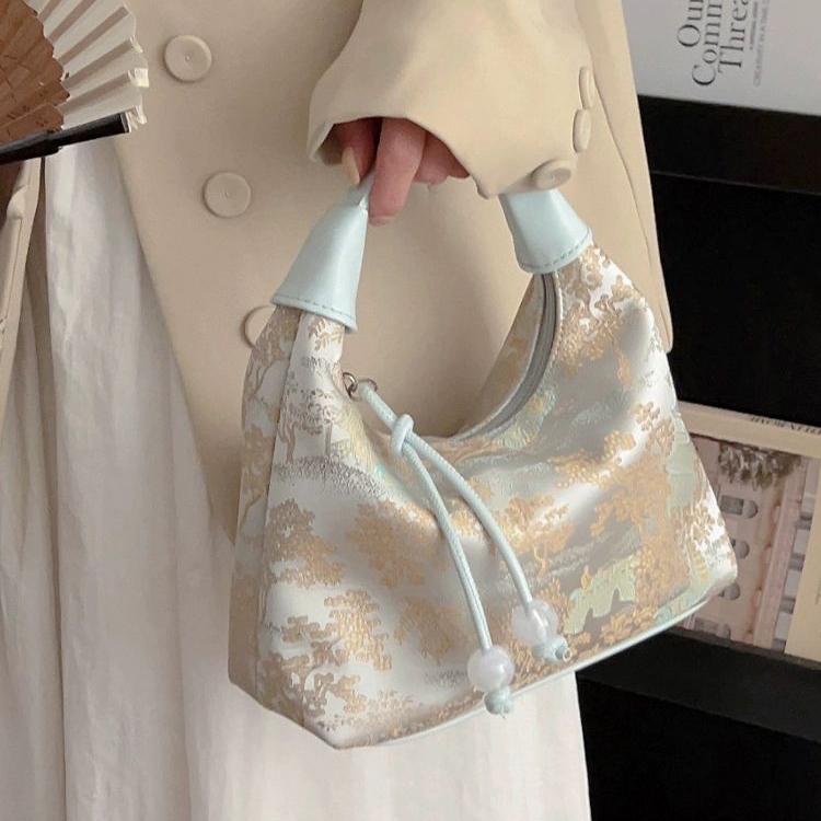 Trend Tote Bag Casual Embroidered Chinese Style Handbag Purses Hanfu Embroidery Handbag Zipper Crossbody Bag Cheongsam Bag Party