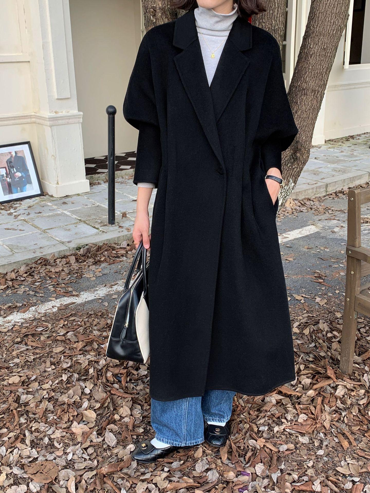 

Звездный стиль, высококлассное чувство, тонкое шерстяное пальто, женский дизайнерский сенс, женственная атмосфера, шерстяное пальто M чёрный