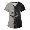 Women's Printing Uniform Work Uniform V-neck Pockets Basic Short Sleeve Pullover Top