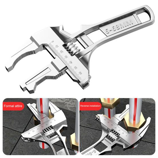 Verstelbare Sleutel Precisieschaal Markeringen Extra Brede 68mm Bekopening Korte Handgreep Sleutel Auto Reparaties Multifunctioneel Gereedschap