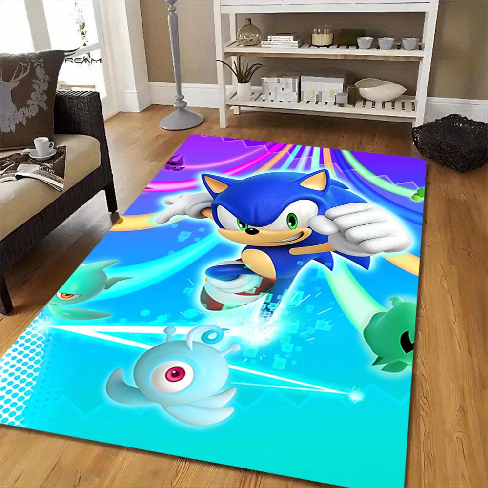 Sonic The Hedgehog Poster Decoration,Carpet,Living Room,Bedroom, Non-slip,Square rug