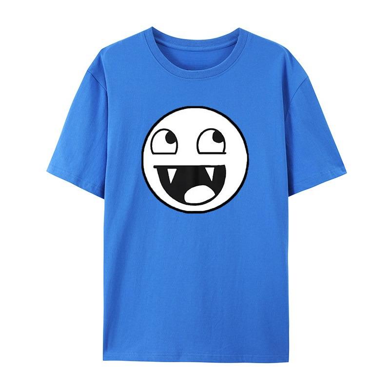 Trendy Classic and Fun Face Emojis Blue Casual Tshirts Mens and Womens Luxury Brand Tops