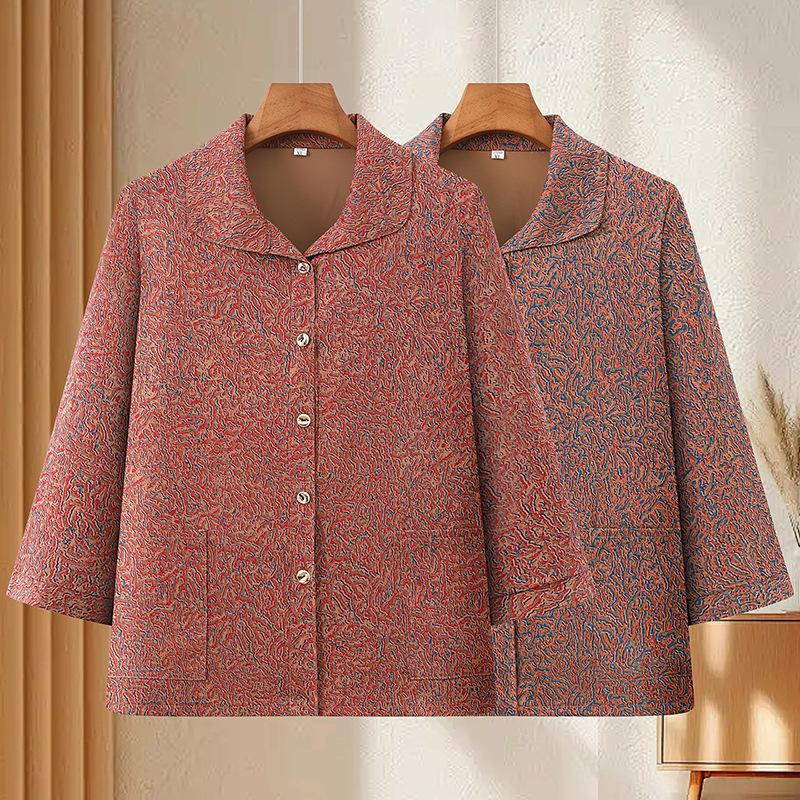 Grandma's Spring Floral Shirt & Autumn Lapel Jacket - Stylish Cardigan for Middle-Aged & Elderly Women