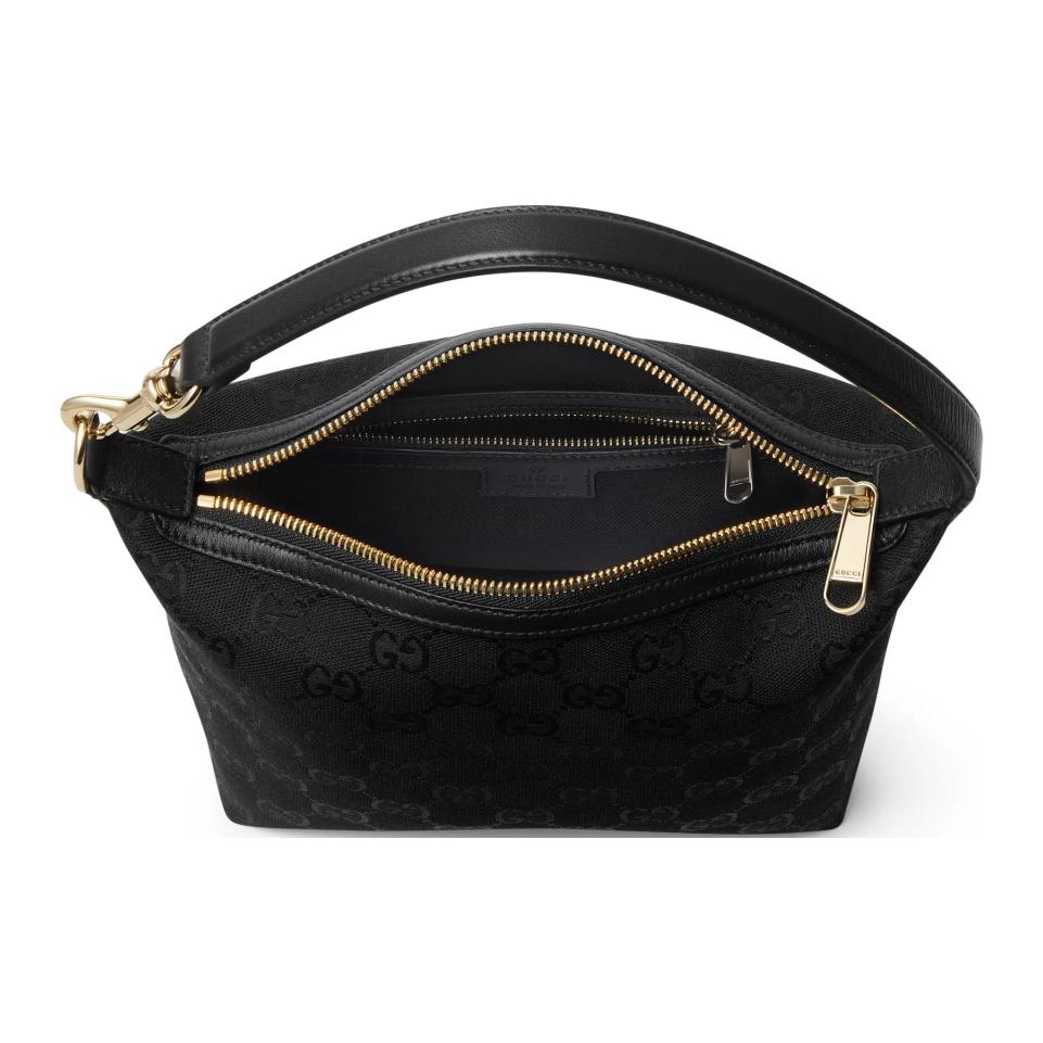 Gucci Mini Canvas And Leather Trimmed Tote Bag With Detachable Shoulder Strap Women tote bags Black Light-Gold 795168-FADMJ-1000