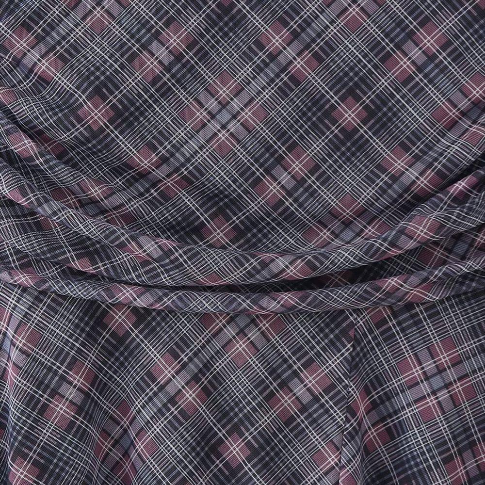 Spring 2025 Women's Slim Casual Plaid Pleated Backless Dress