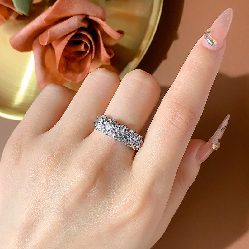 925 Silver-plated Shiny White Zircon Women's Ring High Quality Party Engagement Wedding Jewelry Gift