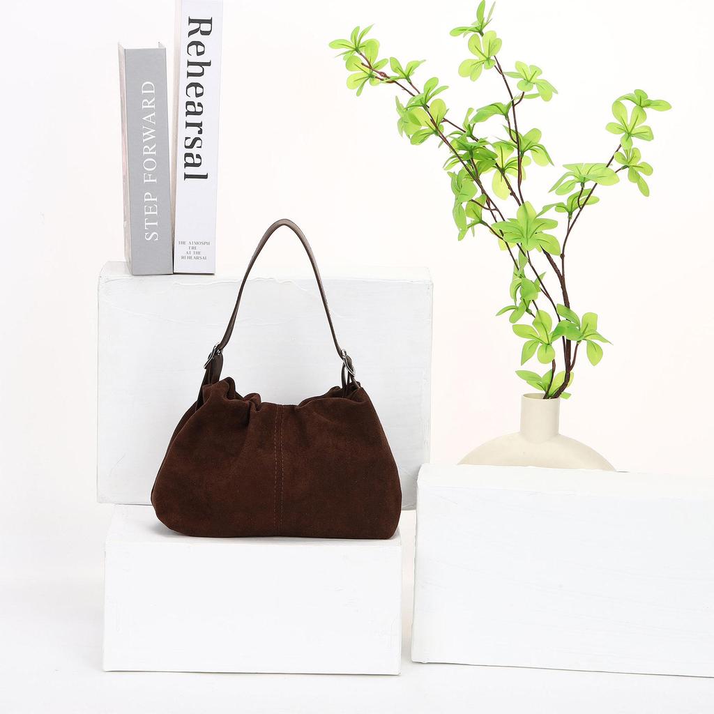New Arrival Suede Cloud Pleated Shoulder & Crossbody Bag - Fashionable & Versatile for Autumn/Winter