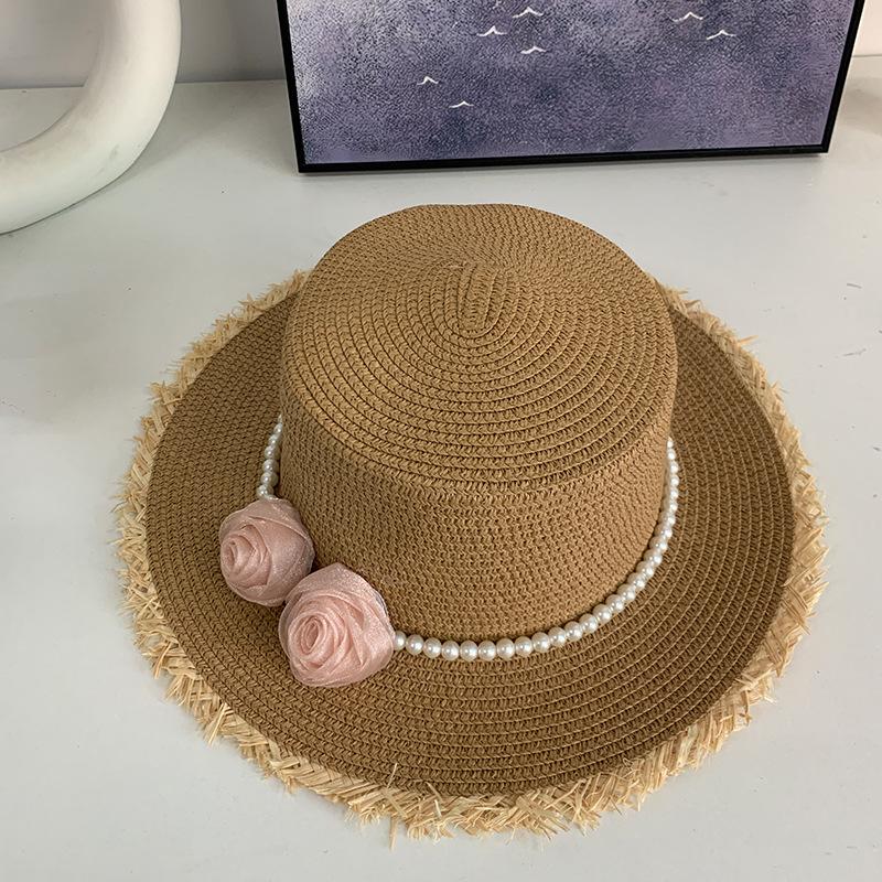 Summer Large Brimmed Raffia Bow Hand Woven Seaside Beach Hat Sun Protection Face Sun Protection Straw Hat