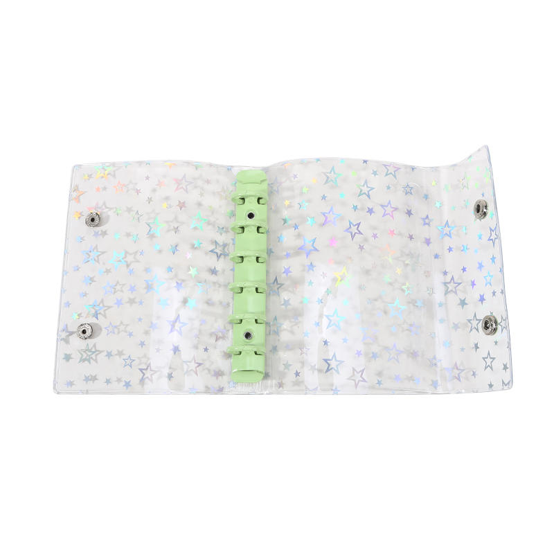 A7 Budget Binder Cover Clear Glitter PVC Binder Refillable Notebook for Photos Pictures Albums Organizer Planner Folder