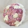 Weißes Staubiges Rosafarbenes Hochzeitsstrauß für Braut mit Kristallperlen-Kette Handgefertigte Satin-Rosenblüte Quinceañera-Strauß