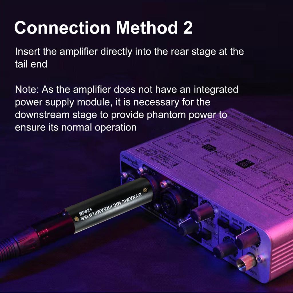 Inline Mic Preamp Minimalist Mic Booster Preamplifier 28dB Gain Plug and Play Lossless Amplification for Stage Performances