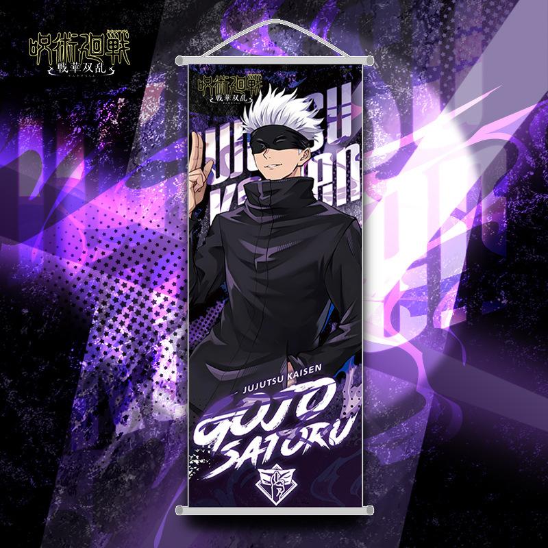 Jujutsu Kaisen Langrolle Hängendes Gemälde Gojo Satoru Poster Anime Zubehör Hängende Ornamente Feiertagsgeschenke Raumdekorationen white