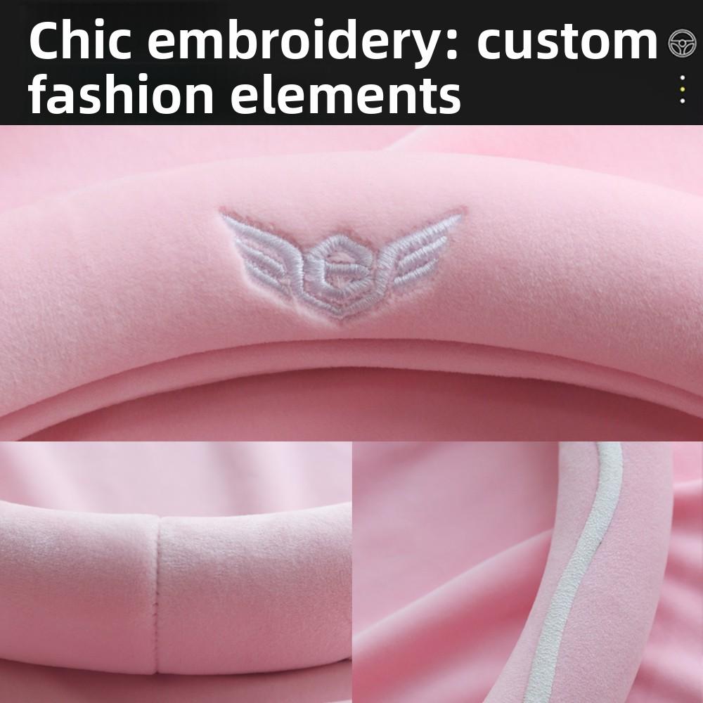 Winter plush car steering wheel cover short plush warm anti-slip round car steering wheel protective handlebar cover