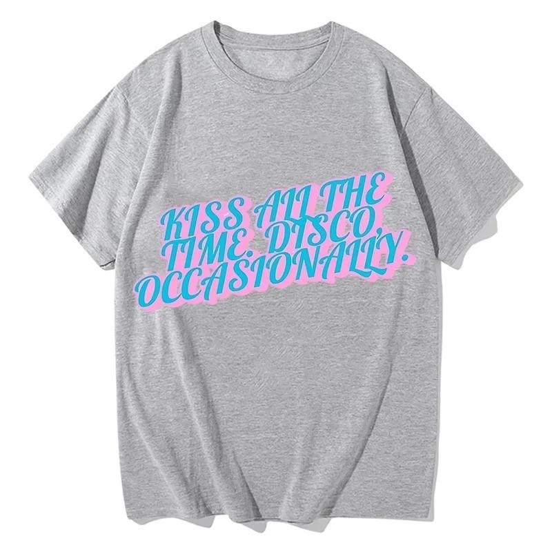 Vintage Kiss All The Time Disco Occasionally TShirts Tees Shirt Unisex Fashion Casual Aesthetic Graphic Summer Cotton Tops Y2K