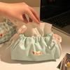 Blue Plaid Bow Tissue Bag: Single-layer Drawstring Cover for Living Room or Bedroom Storage