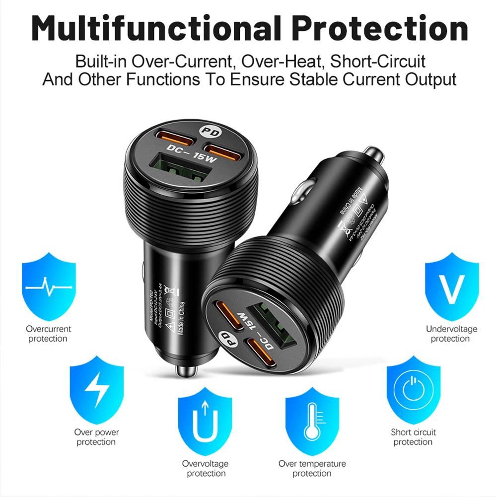 15/15.5W/38W Cigar Lighter Charger 2/3/5 Ports Car Fast Chargercigar Jack Type-C Usb Cigar Lighter Adapte 12v Car Usb Charger