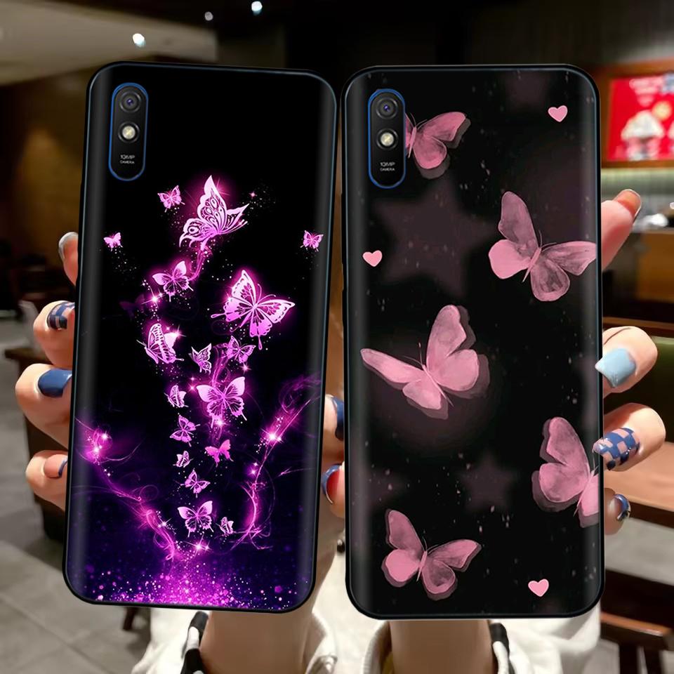 Phone Case For Redmi 9A Case Fashion Butterfly Soft TPU Back Cover For Xiaomi Redmi 9A Case Silicone Cover For Redmi 9A 9AT Bags