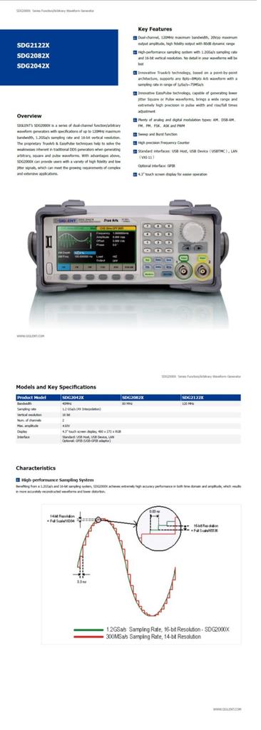 SIGLENT SDG2042X 40MHz Arbiträrer Wellenform-Funktionsgenerator mit hochpräzisem Frequenzzähler