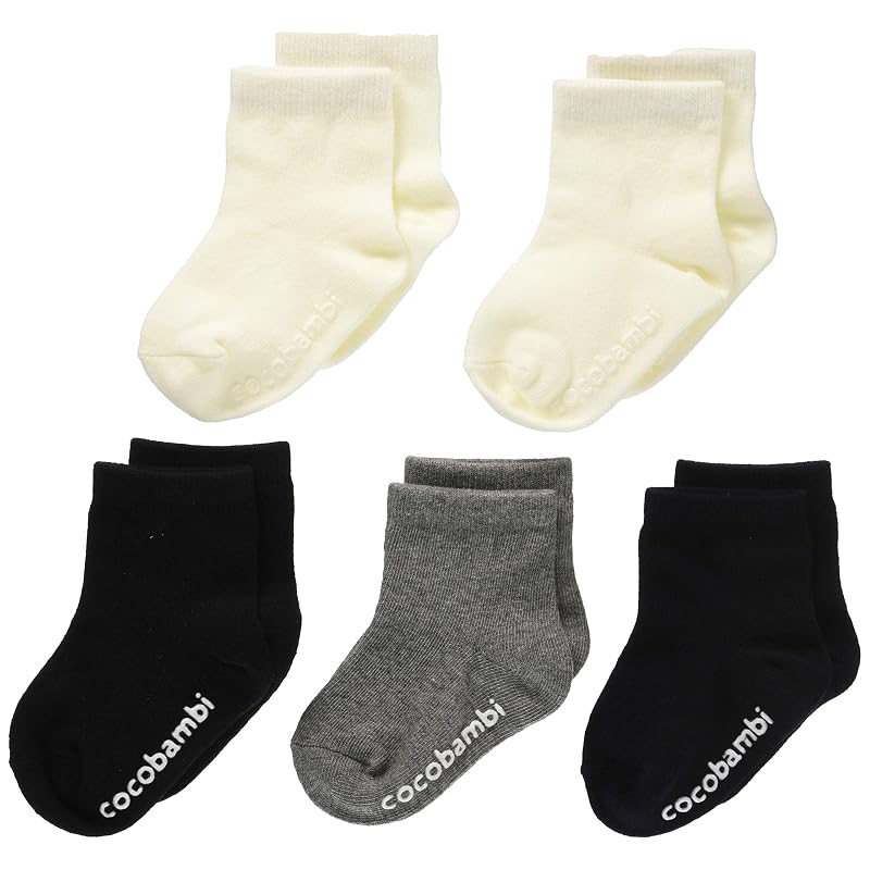 Filloie Baby Socks, 5-Pack, Plain Crew Length, Non-Slip, 9-14cm (x 5) 88-65-1163