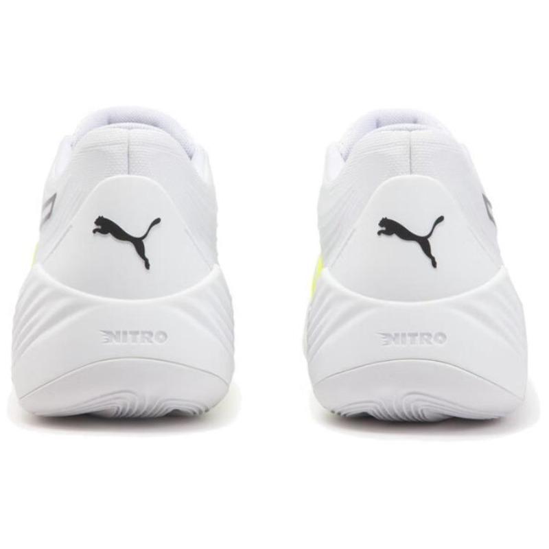 Puma Fusion Nitro Unisex Comfort Lightweight Cushioned Anti-slip Wear-resistant Low Basketball Shoes White Yellow 195514-12