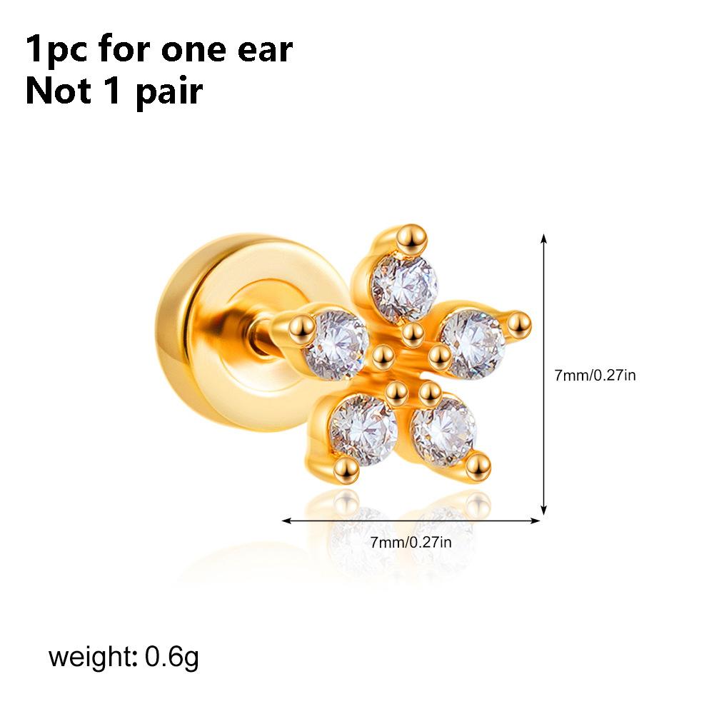 1PC Stainless Steel Star Moon Sun Stud Earrings For Women Simple Daily Wear Cartilage Piercing Earring Punk Unisex Rock Jewelry