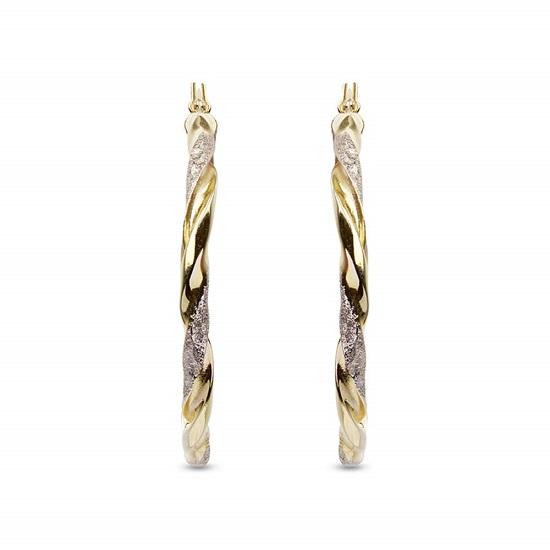 LeCalla 925 Sterling Silver Jewelry Two-Tone Italian Design Hoop Earrings for Women 50 MM