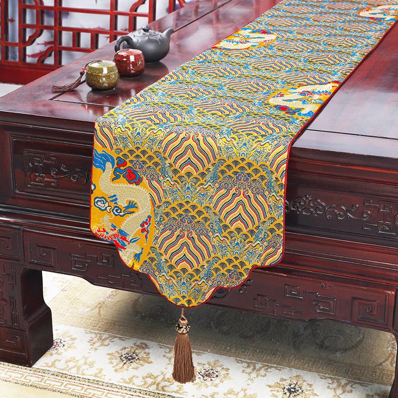 Chinese Style Table Flag Cloud Brocade Satin Table Flag Classical Tea Table Table Cloth Strip Cloth Tea Table Tea Mat Bed Flag