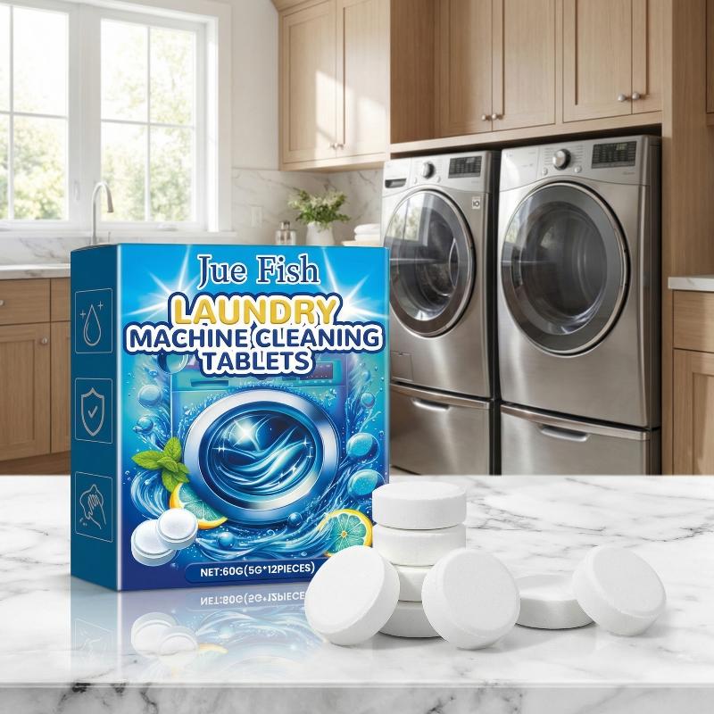 12Pcs Washing Machine Cleaning Effervescent Tablets Deeply Cleans Stubborn Dirt Eliminates Odors Mild No Residue For All