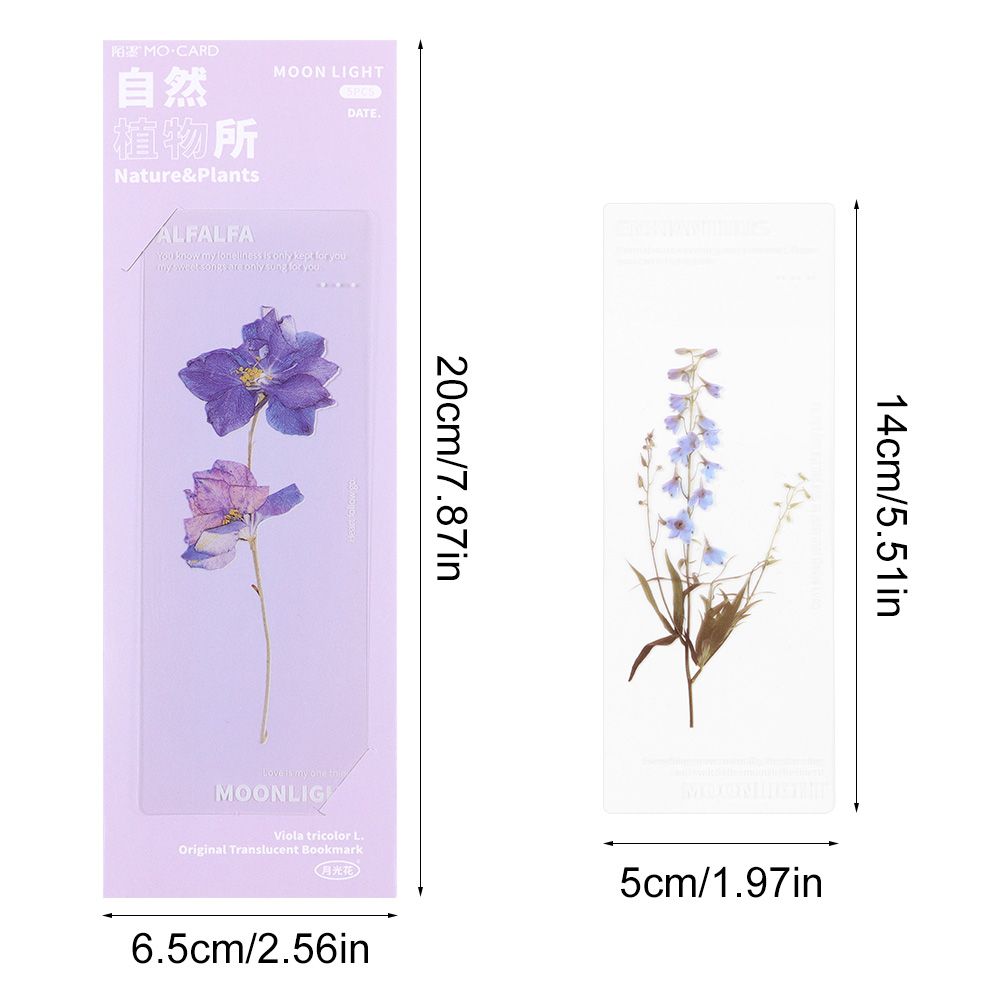 Book Note Marker PET Bookmarks Card Specimen Bookmarks Nature Plants Bookmarks Translucent Flower