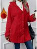 2026 Autumn/Winter Solid Color Hooded Cardigan: Casual Button Long Sleeve Jacket for Europe and America