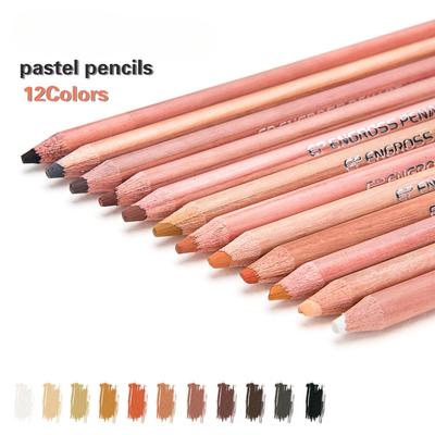 12Pcs Wood Pastel Pencil Set Basis Skin Pastel Color Pencil for Artist Drawing School Office Lapices De Colores Pencils Supplies