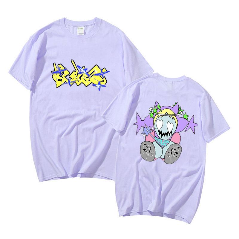 Rapper Bladee Skate Drain Gang 333 Double Sided Print T Shirts Unisex Hip Hop Loose Short Sleeve Men Women Fashion Cotton Tshirt