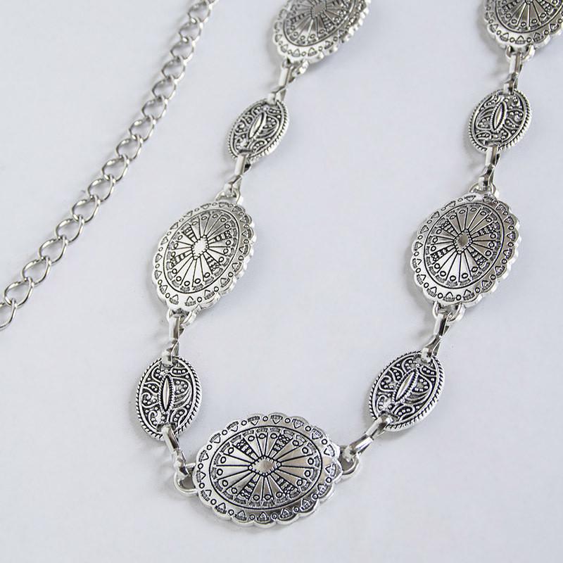 Bohemian Waist Chain Vintage Embossed Metal Pendant For Women Summer Fashion Accessory