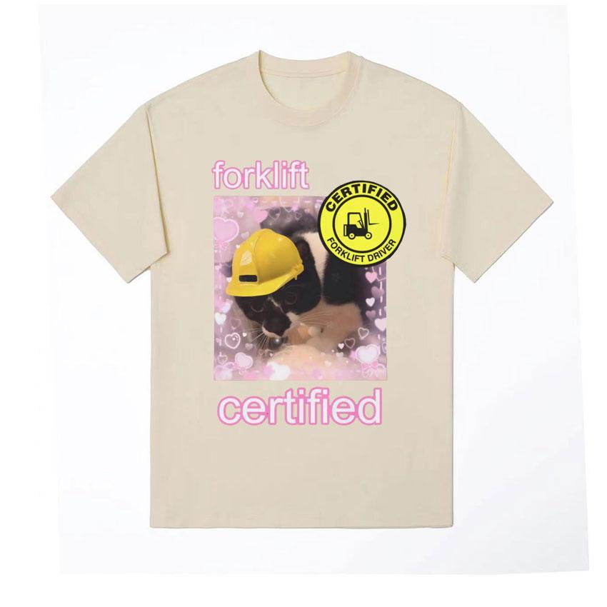 

Forklift Certified Cat Cute Unisex Style TShirt Women Fashion Funny Meme T Shirts Fashion Kawaii Short Sleeve Tshirt Streetwear 4XL