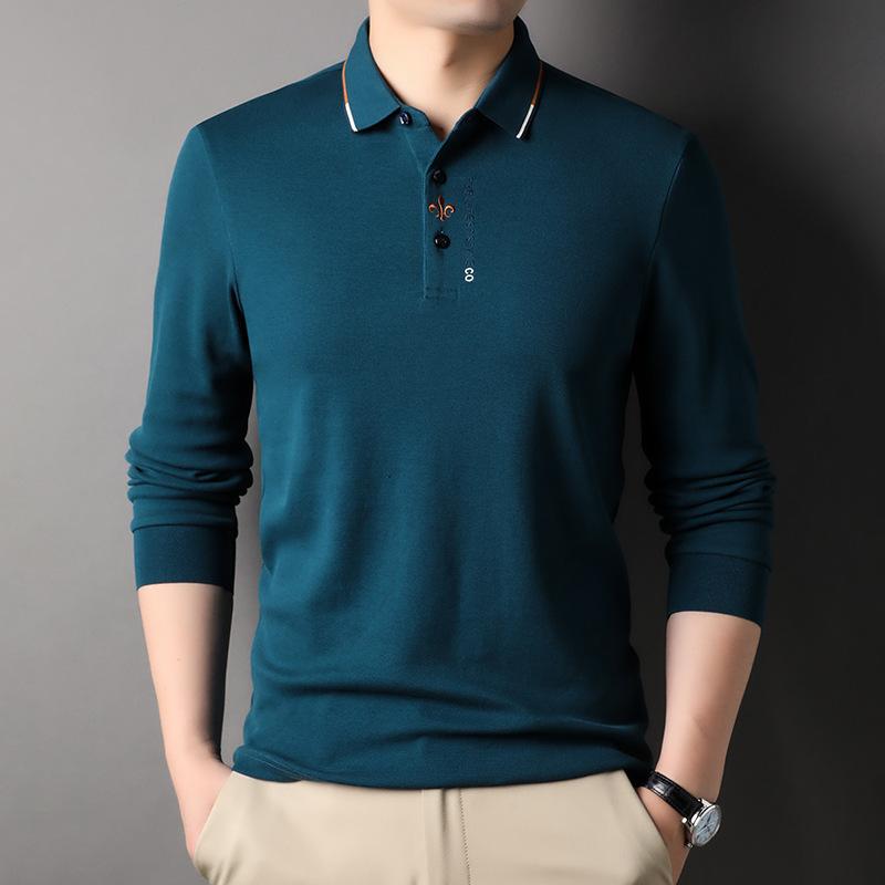 Lapel Long-sleeved T-shirt Men's Embroidered Trendy T-shirt Spring and Autumn New Men's Polo Top