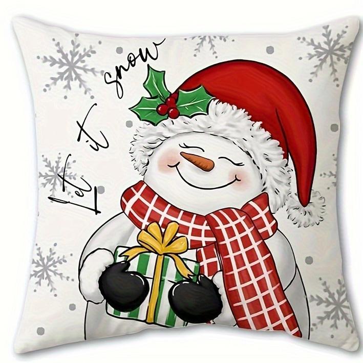 

Jolly Christmas Decor: Santa, Snowman & Festive Prints on Pillowcases Sofa room decoration New Year holiday home decoration 16x16Inch