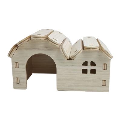 Wooden Hamster House Toy Bite Resistant Hamster Hideout House for Hamster Accessories Double Top