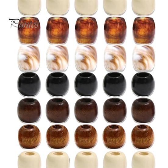 Multi-strand Braid Beads 60Pcs Dreadlock Hair Accessories, Large Hole for Thick Braids And Kids Adult Dreadlocks, Multi-Color Imitation Wood