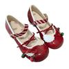 Strawberry Story Original Bow Bell Lolita Shoes Women's Contrast Color Round Head Cute Cute Small Leather Shoes Single Shoes Spot