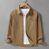 Men's Retro Long-Sleeve Casual Shirt: Simple Solid Color, All-Match Style