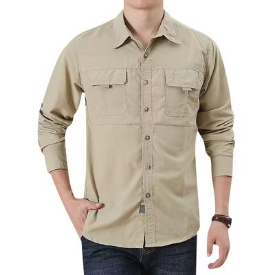 Camisas de manga larga sueltas casuales para hombre Color sólido