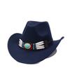 Western Cowboy Hat Simple Woolen Top Hat Retro Chain Ethnic Style Men'S And Women'S Jazz Hat