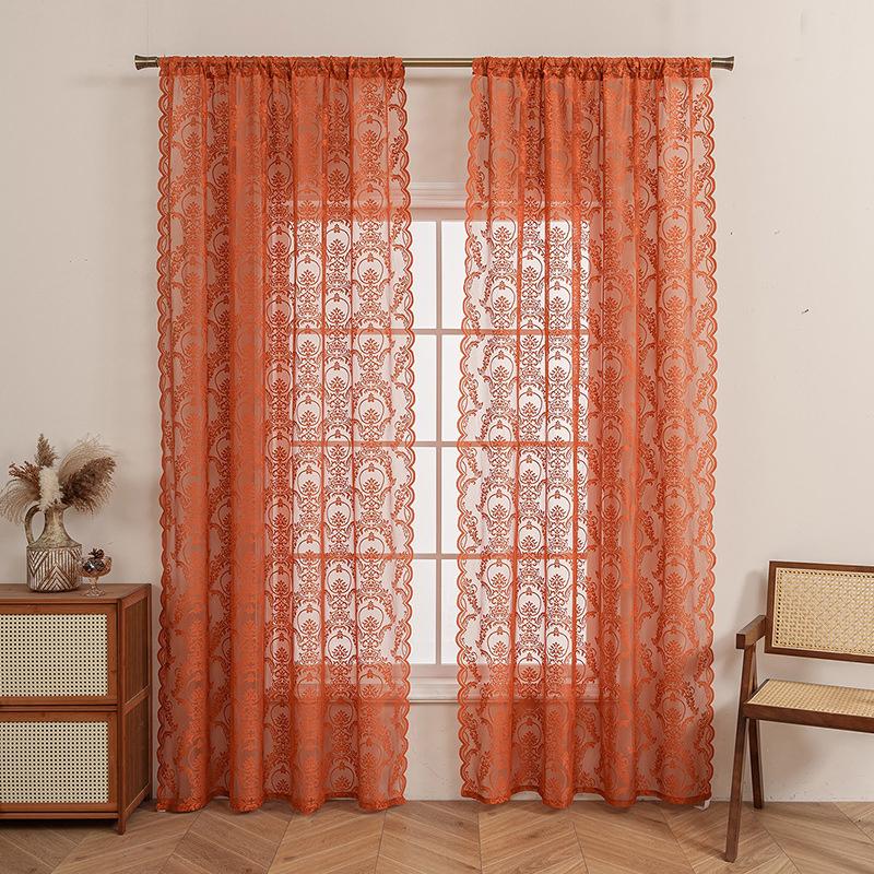 Sheer Lace Curtains for Bedroom Ivory Elegant Grommet Curtains Scalloped Edges Floral Kitchen Window Curtains  Panels Drape Soft