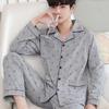 Men's 100% Cotton Long Sleeve and Pants Pajama Set - Plus Size, Spring/Autumn, Loose Fit, Two-Piece Home Wear