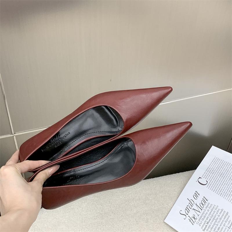 2025 Spring and Autumn New Korean Version Pointed-toed Stiletto High Heels Women's Low-heeled Versatile Temperament One-pedal Work Shoes