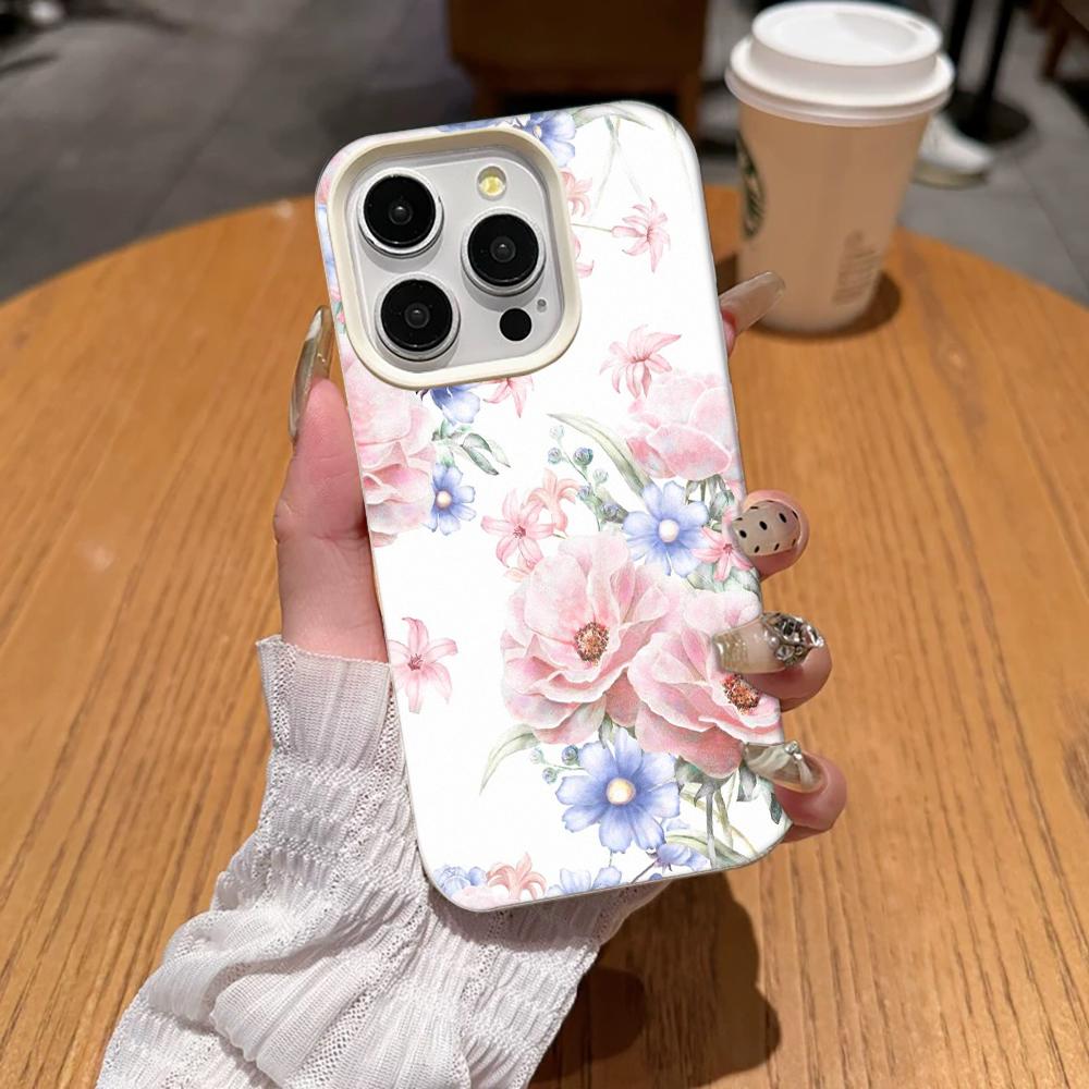 Elegant Floral Phone Case For Iphone 17 14 Pro Max 12 Plus 13 11 15 16 17E 16E Transparent High Hardness Shockproof Cover