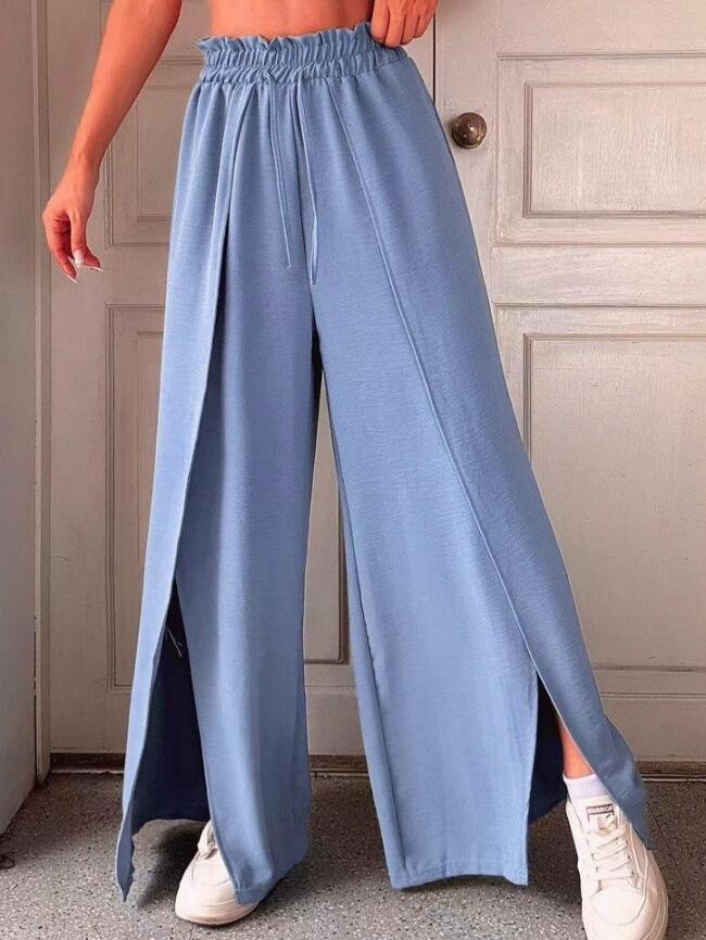 2025 Spring/Summer Elegant High Waist Pleated Wide Leg Pants for Women