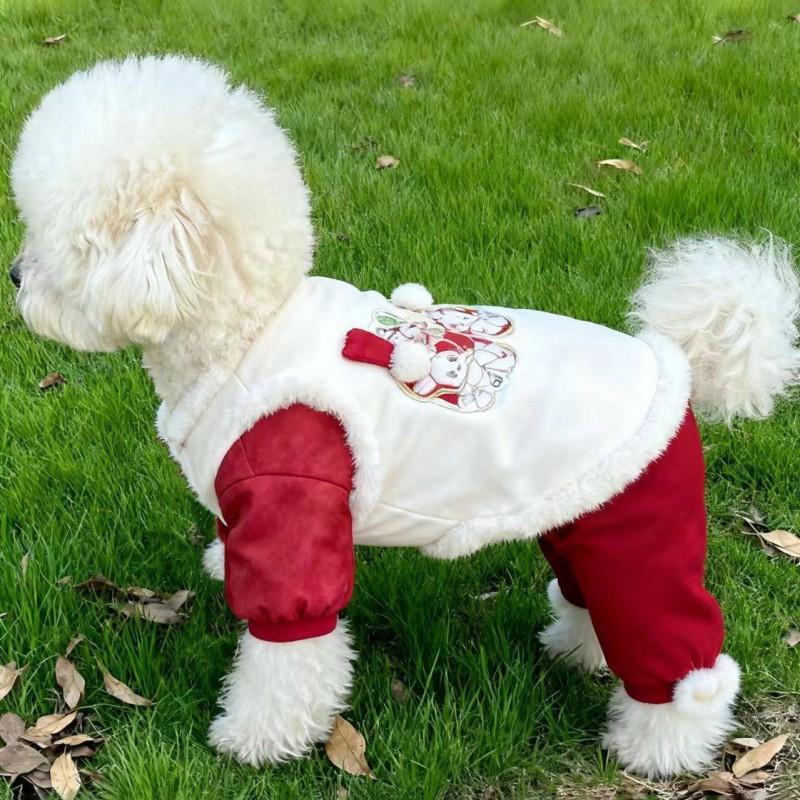 Winter Pet Dog Jumpsuit Chinese Style Four-Legged Coat Small Breeds Pomeranian Bichon Teddy