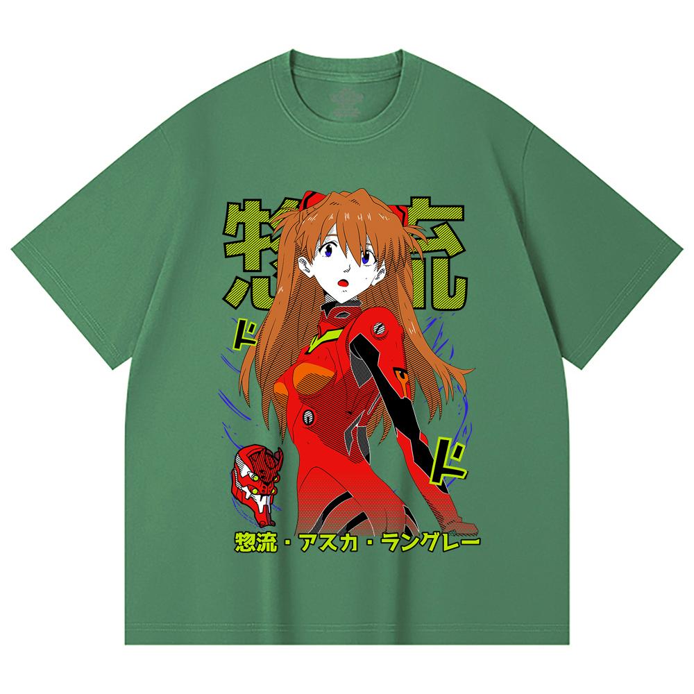 230 Gsm 100% Cotton Evangelion V10 Asuka Print Unisex Heavy Cotton T Shirt